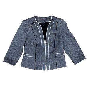 White House Black Market Gray Blazer with White and Black Trim Women’s Size 8